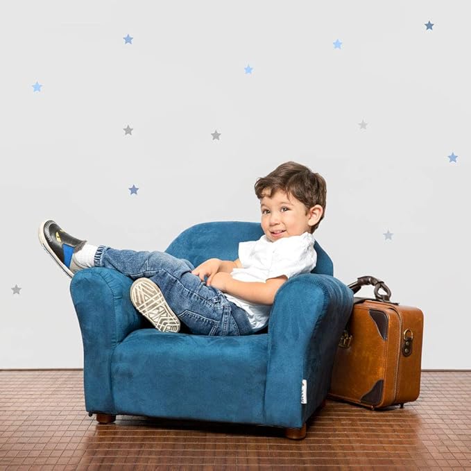 Keet Microsuede Children's Chair, Roundy,Wood, Indigo
