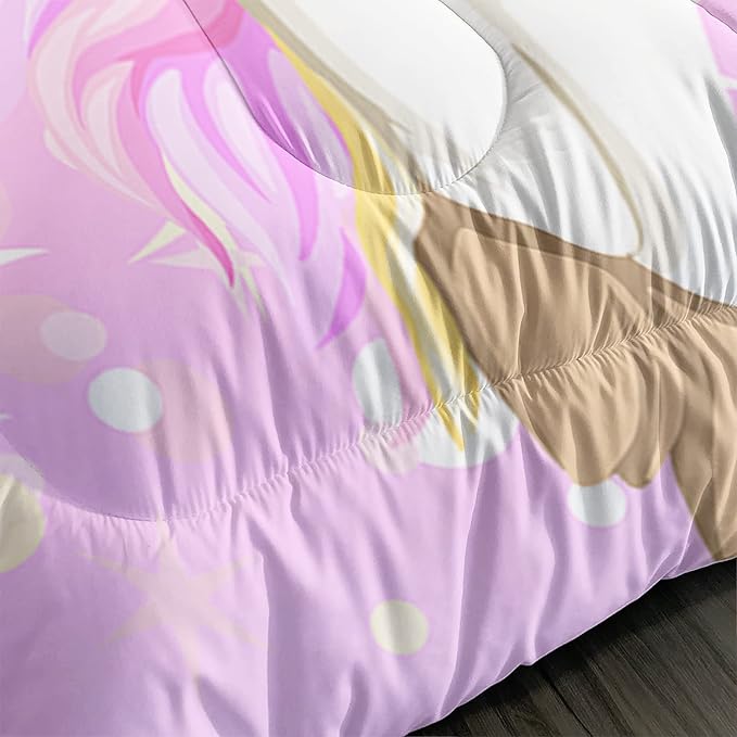CVHOUSE Rainbow Unicorn Bedding Twin Size,Rainbow Unicorn Bedding Set for Girls Kids Teens,Rainbow Unicorn Comforter Set Unicorn Duvet Set Unicorn Quilt Set Girls Room Decor 3 Pieces