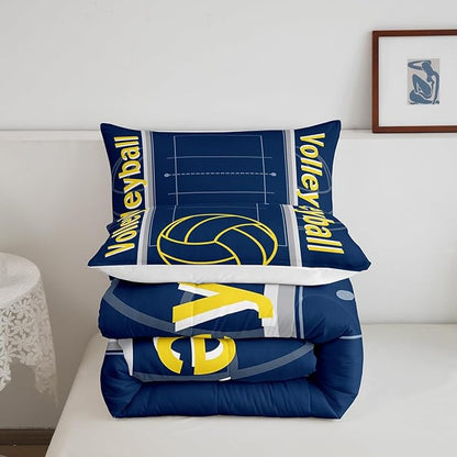 Feelyou Volleyball Bedding Set King Size Sports Game Comforter Set for Kids Boys Girls Decor Volleyball Player Comforter Microfiber Sports Gaming Duvet Set Bedroom Quilt Set