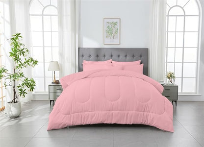 3 Piece Solid Color All Season Bedding Comforter Set Microfiber Soft Lightweight Bedding Set for Kids Teens Adults Room Decor with 1 Comforter and 2 Pillowcases Full