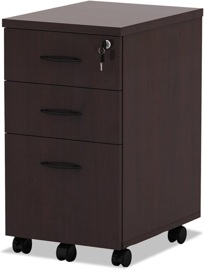Alera ALEVA572816MY 15.88 in. x 20.5 in. x 28.38 in. Valencia Series 3-Drawer Mobile File Pedestal - Mahogany