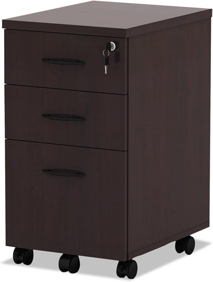 Alera ALEVA572816MY 15.88 in. x 20.5 in. x 28.38 in. Valencia Series 3-Drawer Mobile File Pedestal - Mahogany