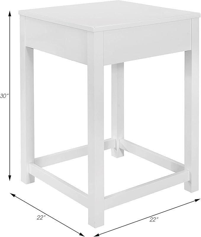 Lexicon Ozias Square Home Office Corner Unit Table, 22" x 22", White