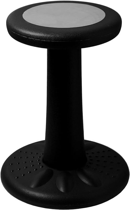 Studico ActiveChairs Kids Wobble Chair, Flexible Elementary Classroom Seating, Improves Focus, Posture and Helps ADHD/ADD, Sensory Chair, Active Fidget Chairs, Pre-Teen 17.75" Stool, Ages 7-12, Black