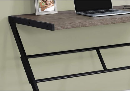 Monarch Specialties Simple Modern Study Laptop Table for Home & Office Computer Desk-Z-Shaped Metal Leg, 48" L, Dark Taupe