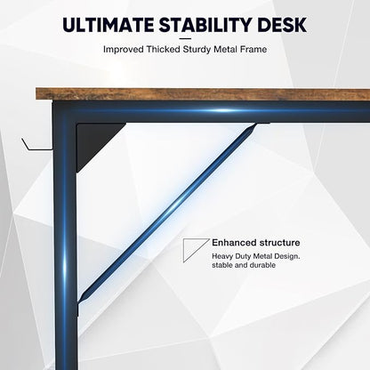 DUMOS 32 Inch Office Small Computer Desk Modern Simple Style Writing Study Work Table for Home Bedroom - Rustic Brown