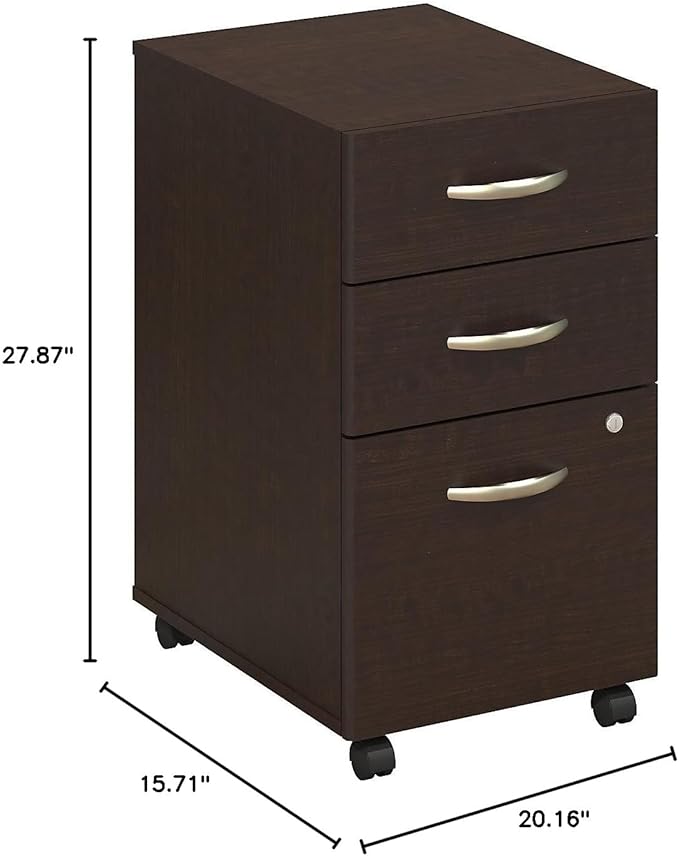 Bush Business Furniture Series C 3 Drawer Mobile File Cabinet in Mocha Cherry - Assembled