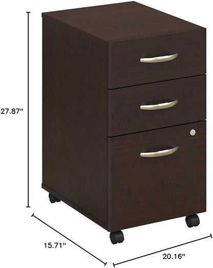 Bush Business Furniture Series C 3 Drawer Mobile File Cabinet in Mocha Cherry - Assembled