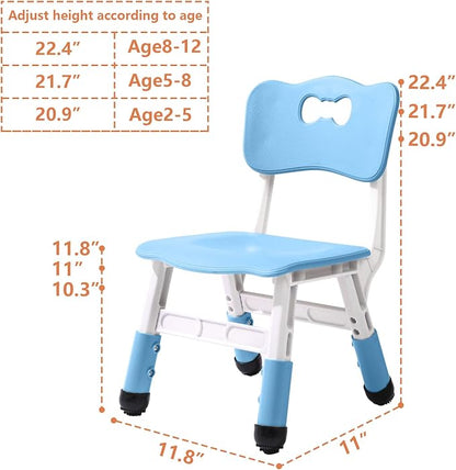 4 Piece Kids Chair Set 3 Levels Adjustable Stackable Kids Chairs Ideal for Playrooms, Schools, Daycares and Homes Washable and easy to clean Max weight 220LB(Blue4-Piece set)