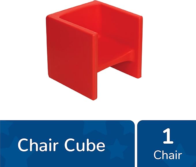Children's Factory 3-in-1 Cube Chair for Kids, Flexible Seating Classroom Furniture, 1-Pack, Red