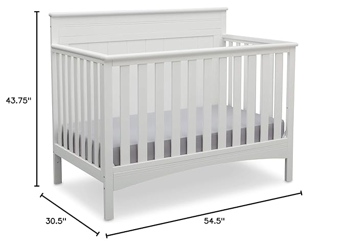 Delta Children Fancy 4-in-1 Convertible Baby Crib - Greenguard Gold Certified, Bianca White