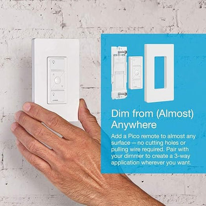Lutron Caseta Original Smart Dimmer Switch (Lutron Smart Hub Required), for LED Lights, 150 Watt, Single-Pole/3-Way, No Neutral Required, PD-6WCL-LA 6-PACK, Light Almond, 6 Pack