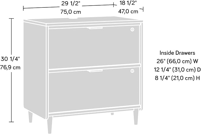 Sauder Clifford Place 2-Drawer Lateral File Cabinet, L: 29.53" x W: 18.5" x H: 30.28", Natural Maple Finish