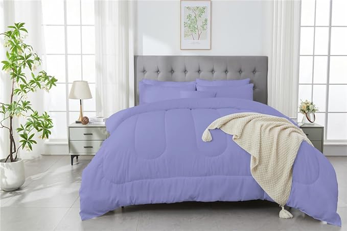 3 Piece Solid Color All Season Bedding Comforter Set Microfiber Soft Lightweight Bedding Set for Kids Teens Adults Room Decor with 1 Comforter and 2 Pillowcases Queen