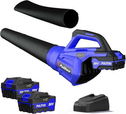 20V Cordless Leaf Blower with 2 Batteries and Charger, High Power 400 CFM Cordless Electric Leaf Blower with Two Nozzles Lightweight Handheld Blower for Lawn Care Patio Garden Leaves Yard
