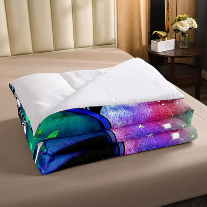 Erosebridal Trippy Alien Comforter Set King, Boho Tie Dye Bedding Sets for Kids Teens Adult Galaxy Outer Space Down Comforter Psychedelic Hippie Skull Duvet Sets 3 Pieces with 2 Pillow Cases