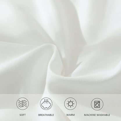 White Comforter King Size, Aesthetic Modern Bedding Set for Women/Men, Cute Soft & Lightweight Chic Microfiber Bed Sets, 3 pcs-1 Comforter & 2 Pillowcases (104x90 Inches)