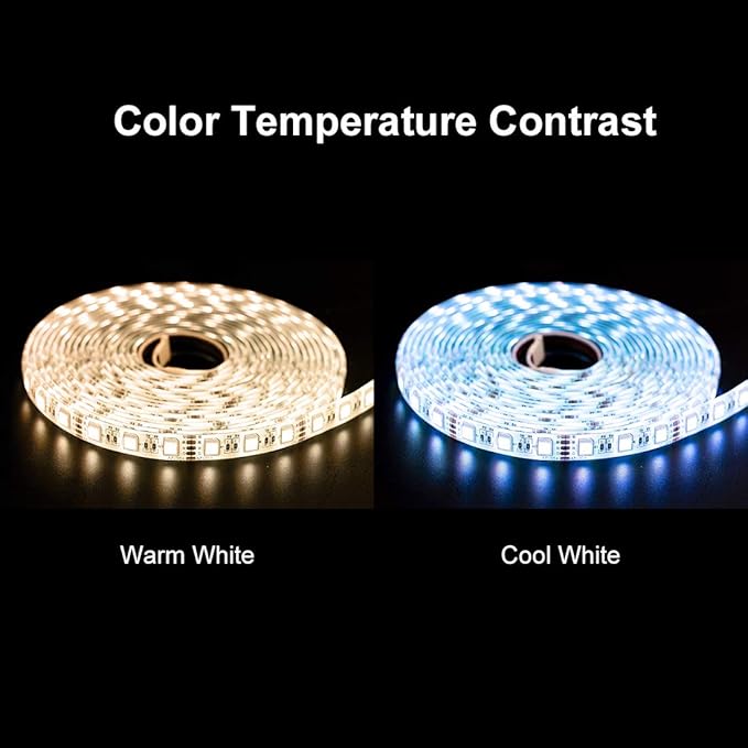 BTF-LIGHTING 5050 RGBW RGB+Cool White(6000K-7000K) 4 Colors in 1 LED Tape Light DC12V 5m 16.4ft 60LED/m Multi-Colored IP65 White 12mm PCB for Bedroom Kitchen Home Decoration(No Adapter or Controller)