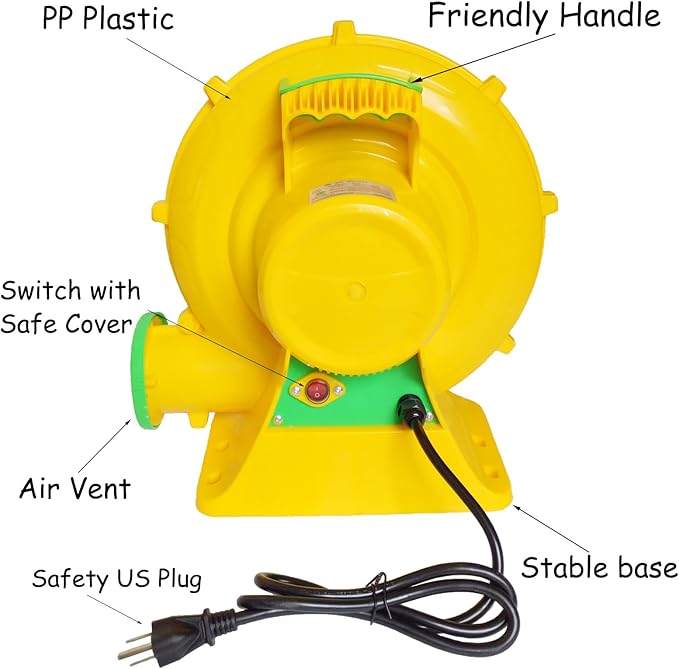 Inflatable Bounce House Blower, Air Blower for Inflatable Castle and Jump Slides, Portable and Powerful Fan Pump Commercial Inflatable Blower, Blower for Bounce House
