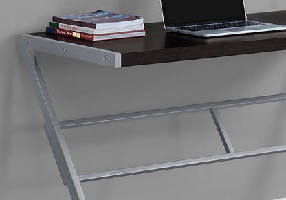 Monarch Specialties Simple Modern Study Laptop Table for Home & Office Computer Desk-Z-Shaped Metal Leg, 48" L, Cappuccino