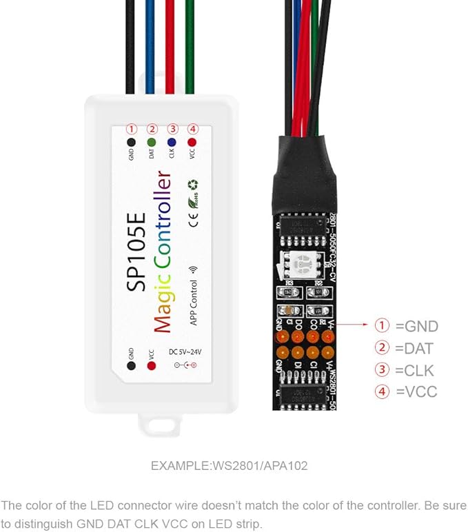 BTF-LIGHTING Wireless Bluetooth Controller SP105E iOS/Android APP for WS2811 WS2812B WS2815 WS2813 WS2801 SK6812 WS2815 SK9822 APA102 etc LED Strip Pixel Fairy String Module Panel Light