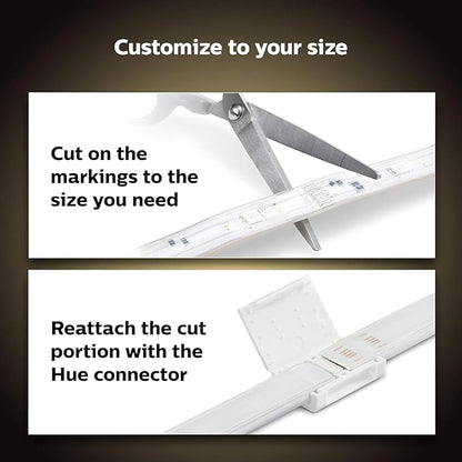 Philips Hue Indoor 6-Foot Smart LED Light Strip Plus Base Kits with Plugs - Color-Changing Single-Color Effect - 2 Pack - Control with Hue App - Works with Alexa, Google Assistant and Apple HomeKit