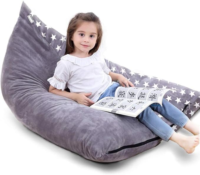 Stuffed Animal Storage Bean Bag Chair Cover | 53" Extra Large Beanbag for Kids and Adults, Plush Toys Holder and Organizer for Boys and Girls | Premium Velvet - Soft & Comfortabl (Stars Style)