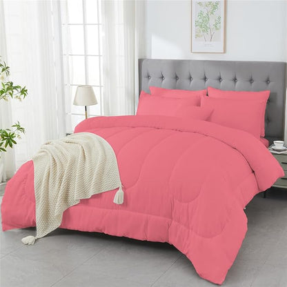3 Piece Solid Color All Season Bedding Comforter Set Microfiber Soft Lightweight Bedding Set for Kids Teens Adults Room Decor with 1 Comforter and 2 Pillowcases Twin