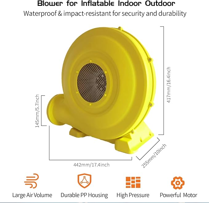 Inflatable Blower,1200W 1.5 HP Inflatable Bouncer Blower,Air Blower for Inflatables,Commercial Bounce House Blower for Bounce House,Inflatable Figures Outdoor Christmas Decorations