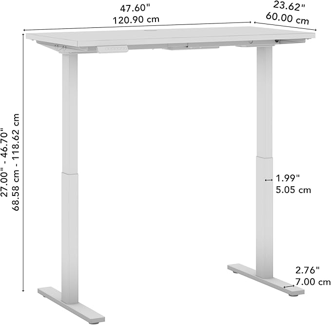 Bush Business Furniture Move 60 Series 48W x 24D Electric in Natural Elm with Black Base, Ergonomic Sit-Stand Computer Table for Home and Professional Office