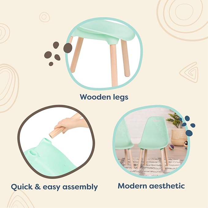 B. toys- B. spaces – Chairs For Kids – 2 Chairs – Wooden Legs - Furniture For Kids – Kid Century Modern: Chair Set - Mint- 3 Years +