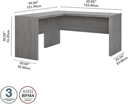 Bush Business Furniture Echo L Shape Desk with Wire Management | Corner Computer Table with Quick-to-Assemble Hardware | Home Office Credenza, 60W, Modern Gray