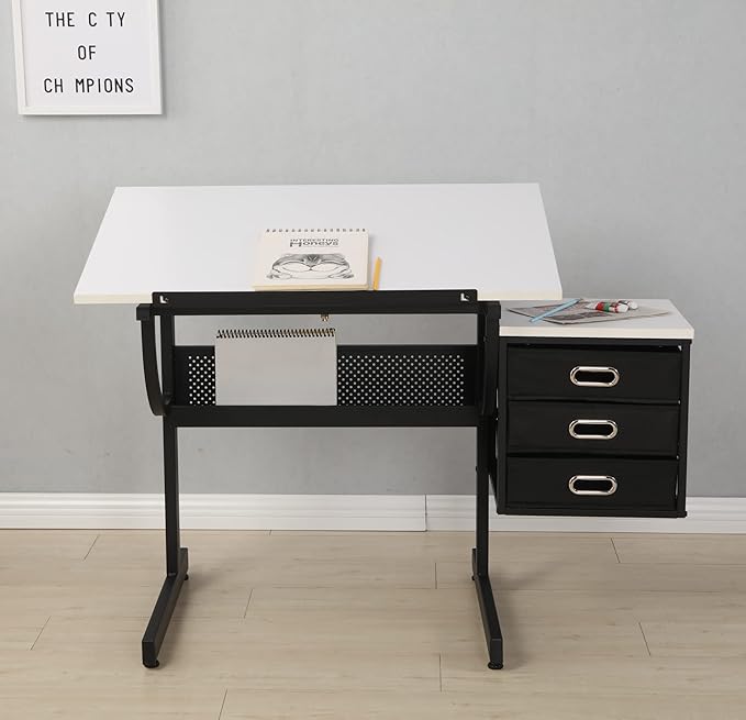 NicBex Laik-DW-00016-DX Desks, 45.67" W x 23.6" D x 29.5" H, White+Black