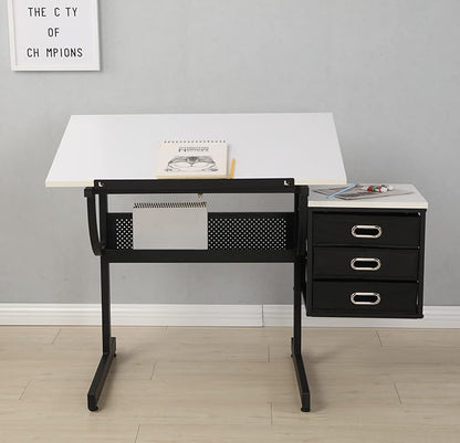 NicBex Laik-DW-00016-DX Desks, 45.67" W x 23.6" D x 29.5" H, White+Black