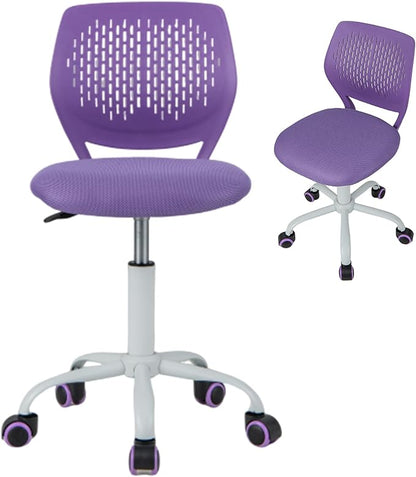Kids Desk Chair, Purple Ergonomic Kids Office Chair Ages8-12 w/Lumbar Support, Low-Back Teen Desk Chair for Girls Boys, Small Cute Kids Computer Chair for Bedroom/Study/Vanity Desk