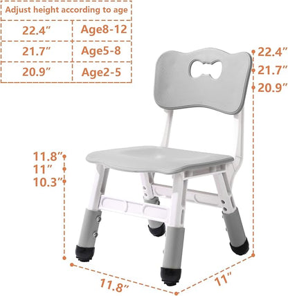 4 Piece Kids Chair Set 3 Levels Adjustable Stackable Kids Chairs Ideal for Playrooms, Schools, Daycares and Homes Washable and easy to clean Max weight 220LB(Grey 4Piece set)