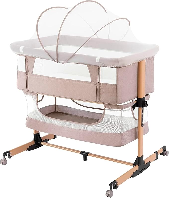 3 in 1 Baby Crib Bedside Crib,Baby Bassinet,Baby Bed Adjustable Portable Bed for Infant/Baby,Light Beige