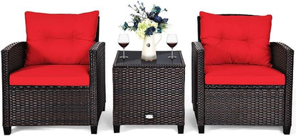 3 PCS Patio Furniture Set, OneSize, Red