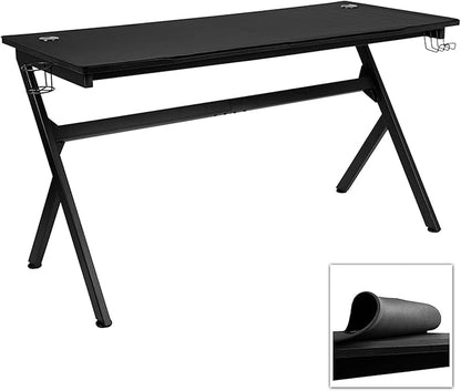Flash Furniture Duncan 55" x 24" Extra Large Gaming Desk with Headphone Hook and Cup Holder - Free Mouse Pad