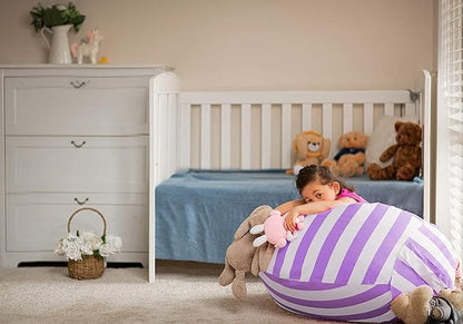 Wekapo Stuffed Animal Storage Bean Bag Chair Cover for Kids | Stuffable Zipper Beanbag for Organizing Children Plush Toys Large Premium Cotton Canvas (Purple, XX-Large)