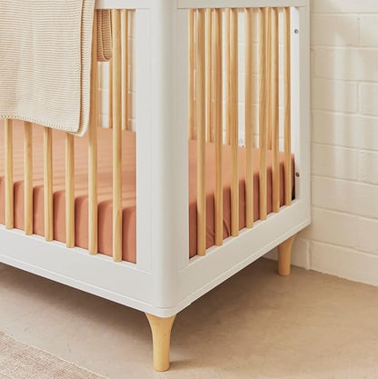 Babyletto Lolly 3-in-1 Convertible Crib with Toddler Bed Conversion Kit in White and Natural, Greenguard Gold Certified