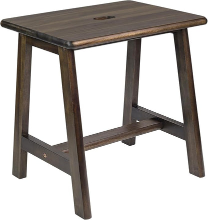 Rectangular Acacia Wood Stool (16.7" D x 13" W x 17.7" H) Small Bench Seat, Small End Table Stool, Bathroom Stool Wood, Plant Stool, Makeup Stool, Perfect Size for Living Room,Bathroom (Walnut Color)