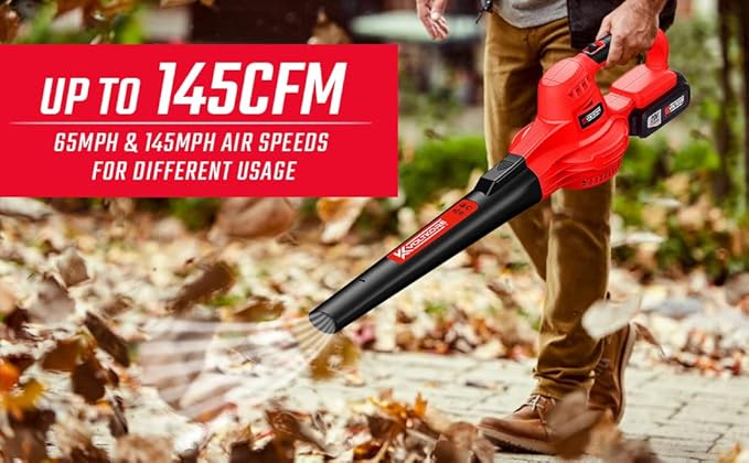 Leaf Blower, VOLTKORE 20V Cordless Leaf Blower, Electric Battery Powered Leaf Blower for Blowing Leaves, Dust in Lawn, Patio, Jobsite...(Quick Charger & 2 Battery Included)