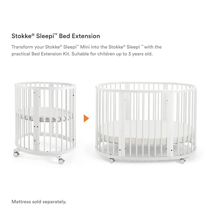 Stokke Sleepi Bed Extension, White - Convert Sleepi Mini Crib Into Sleepi Bed - Suitable for Children Up to 3 Years - Mattress Sold Separately - Extends Bed to 50 Inches