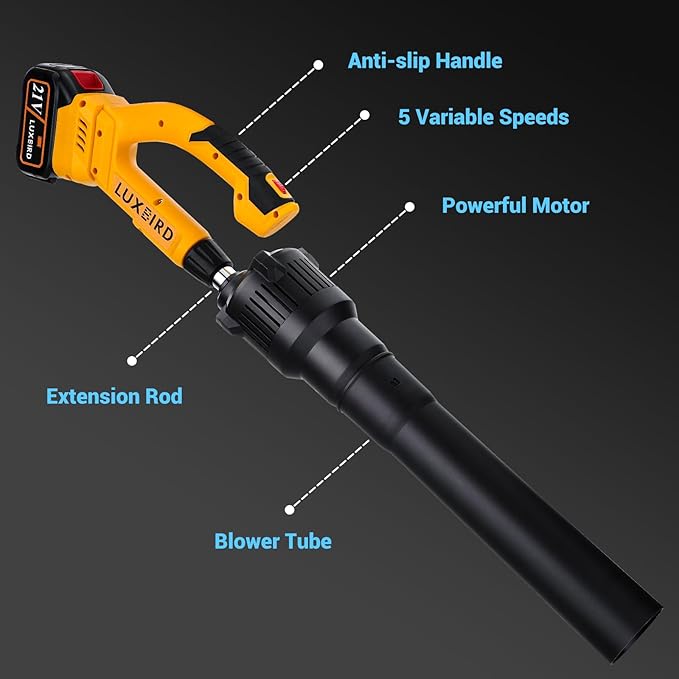 Leaf Blower Cordless with 2X 4.0Ah Batteries Powered, 150 MPH, 5 Variable Speed, Lightweight Electric Leaf Blower for Lawn Care, Snow, Gifts, Garage, Rooftop