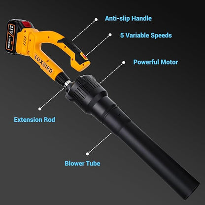 Leaf Blower Cordless with 2X 4.0Ah Batteries Powered, 150 MPH, 5 Variable Speed, Lightweight Electric Leaf Blower for Lawn Care, Snow, Gifts, Garage, Rooftop