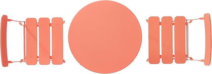 Crosley Furniture CF7390-CO Karlee Retro Metal Indoor/Outdoor 3-Piece Bistro Set with Table and 2 Chairs, Coral