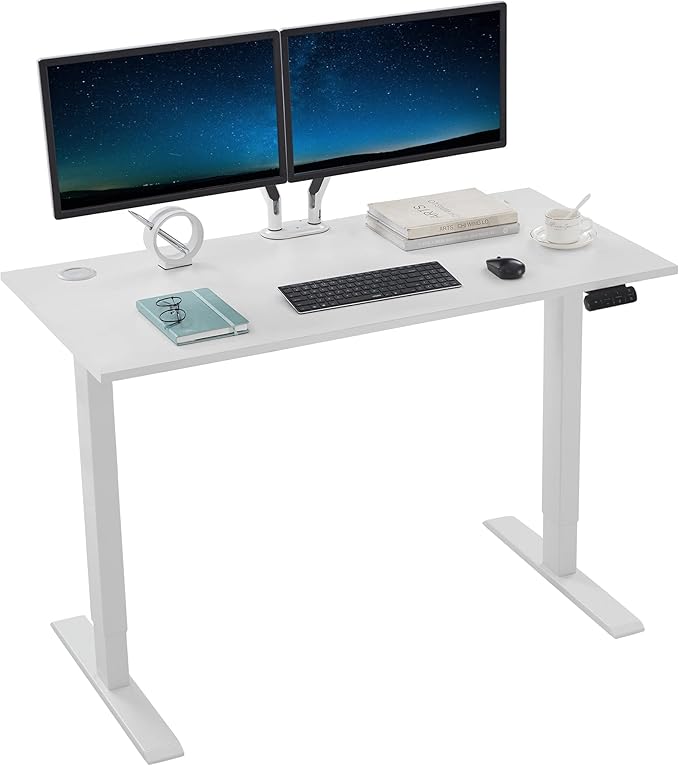 Sunon Sit Laptop Computer Writing Workstations with 3 Pre-Set and USB Port 48" for Home Office Smart Advanced Standing Desk, White