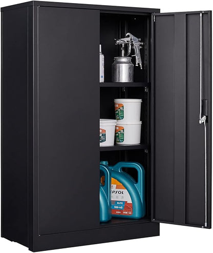 41.97" Metal Storage Doors and Adjustable Shelf,Folding Filing Cabinets w/Solid Steel Tube Locking Shaft,for Home Office,School,Garage,Black