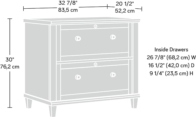 Sauder Hammond Lateral File, L: 32.87" x W: 20.55" x H: 30.0", Chalk Oak Finish